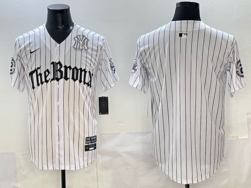 Men 2025 New York Yankees Blank White Stripe Five generations Joint Name Nike MLB Jersey style 03->new york yankees->MLB Jersey